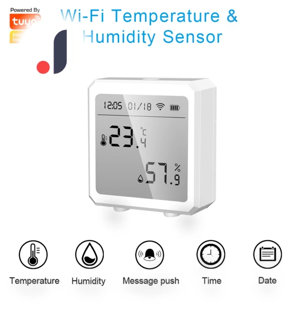 Smart Wi-Fi Temperature and Humidity Sensor — Home Climate Control, TOMTOP JMS