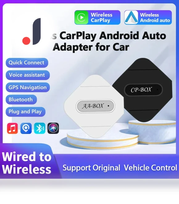 Wireless CarPlay Android Auto Adapter — Stereo Receivers, zhishangyoupin