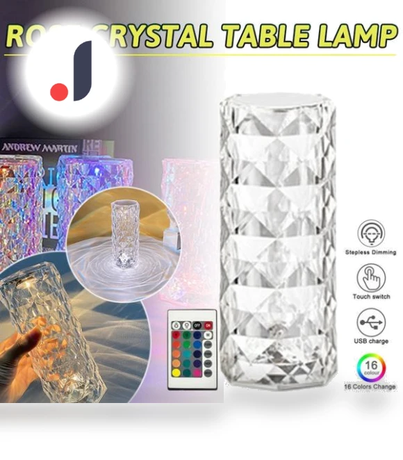 16-Color Touch Remote Control LED Crystal Table Lamp — Desk & Table Lighting