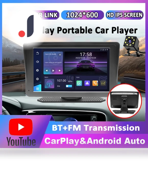 7-inch Portable Wireless Carplay Android Auto Radio — Stereo Receivers, icreative