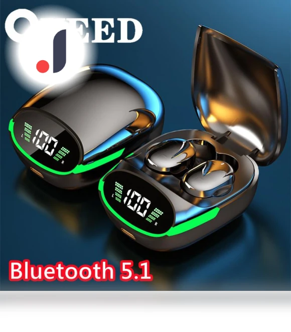 Bluetooth Earbuds with LED Light and Touch Control — In-Ear Headphones, QUEED