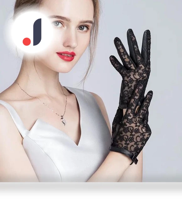 Elegant Lace Touchscreen Leather Gloves — Event-Ready Gloves, Bsell