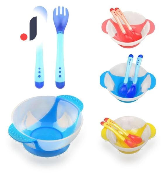 Feeding Bowl Set with Touch Spoon and Fork — Dishes, Toy
