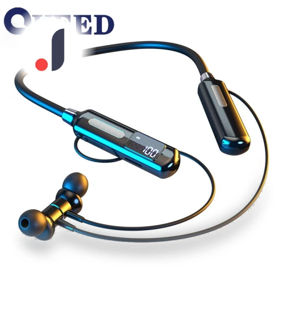 Smart Neckband Headphones with Digital Display — Wearable Accessories, QUEED