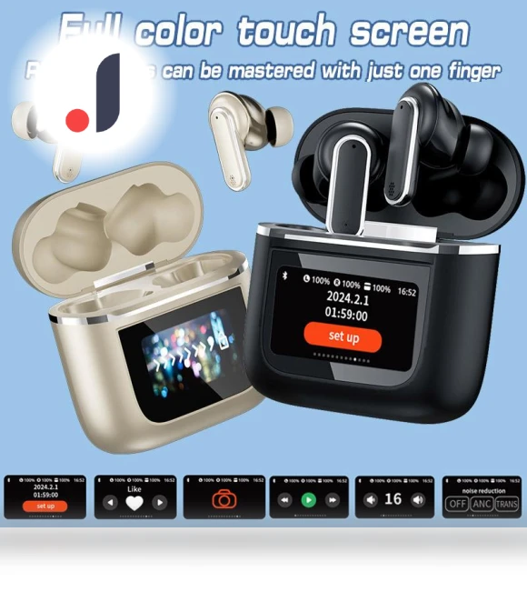 Smart Touch Screen ANC Wireless Bluetooth Headphones — In-Ear Headphones, aominuo