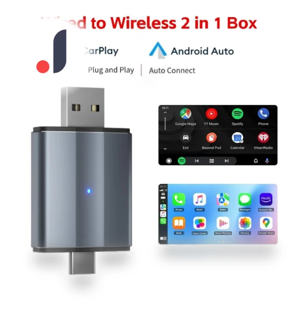 2IN1 Mini Wireless Adapter for Carplay and Android Auto — Phone Accessories, YJMP