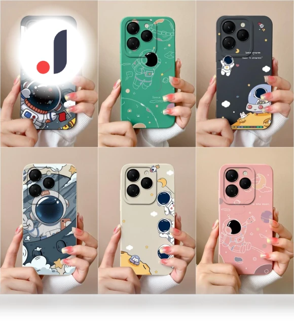 Astronaut Cartoon Pattern Shockproof Liquid Silicone Matte Phone Case — Basic Cases, New Style Case
