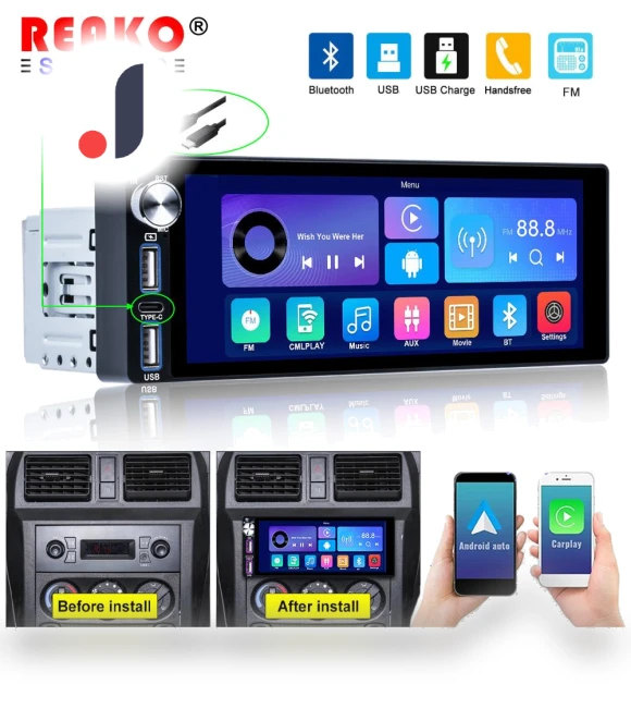 Universal 6.9-inch Car Radio with Carplay — Stereo Receivers, Reakosound