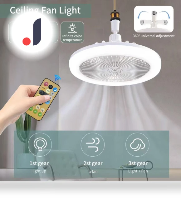 Ceiling Fan with Remote Control and LED Light — Ceiling Fans, Binchi Lighting Appliances