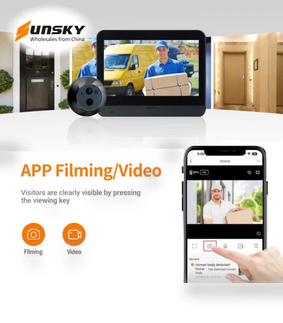 Digital Door Viewer WiFi Video Doorbell — Smart Home Security, ESCAM