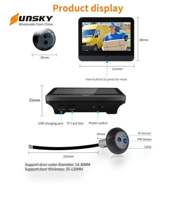 Digital Door Viewer WiFi Video Doorbell — Smart Home Security, ESCAM