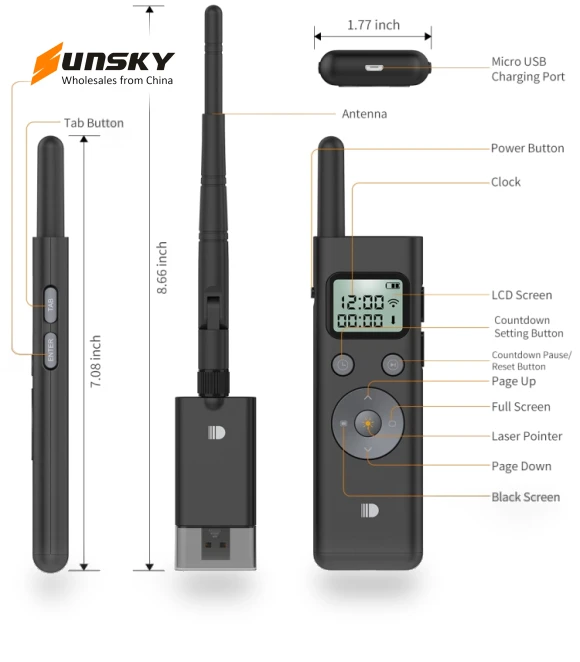 Long Distance Laser Remote Control Green Light Page Turner — Presentation Pointers, Doosl