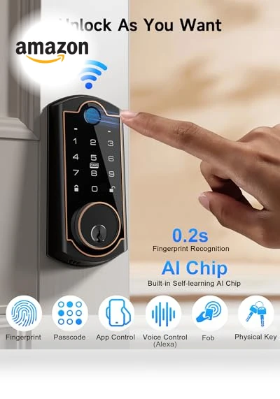 Built-in WiFi Deadbolt Smart Fingerprint Lock — Deadbolts, SohoTeco