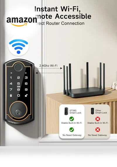 Built-in WiFi Deadbolt Smart Fingerprint Lock — Deadbolts, SohoTeco