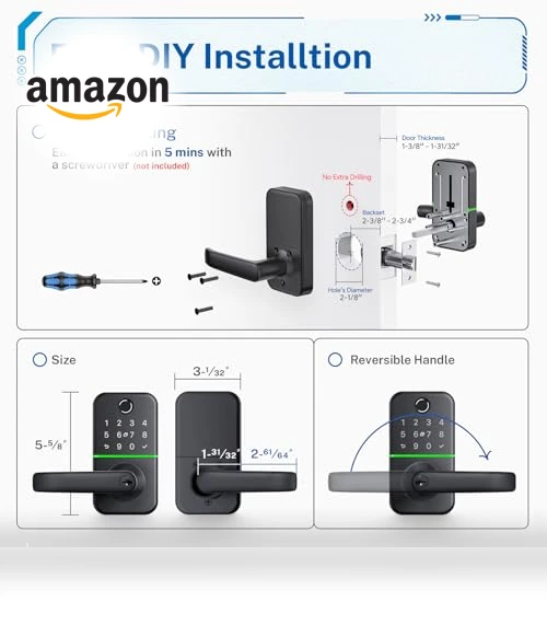 Keypad Smart Door Lock with Handle — Smart Home Security, KUCACCI