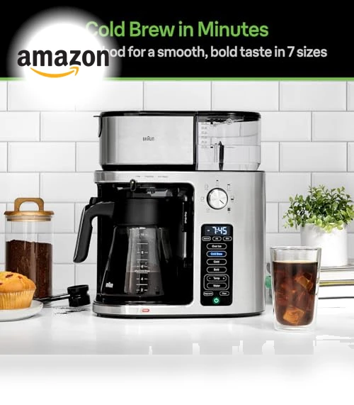 MultiServe Plus 10-Cup Pod Free Drip Coffee Maker — Coffee & Espresso Combos, Braun
