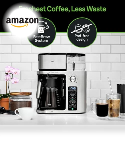 MultiServe Plus 10-Cup Pod Free Drip Coffee Maker — Coffee & Espresso Combos, Braun