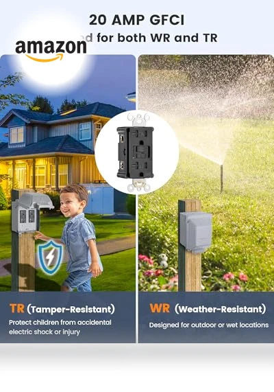 Outdoor Electrical Box Waterproof with Dual 20 AMP WRTR GFCI Receptacles — , SURAIELEC
