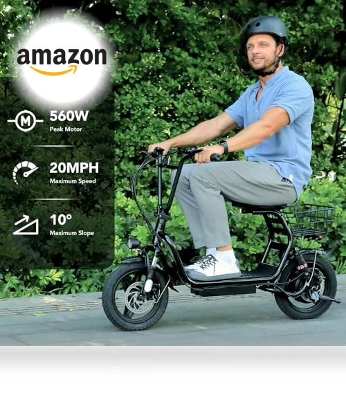 Peak 1200W Foldable Electric Scooter with Seat — Push Scooters, Caroma