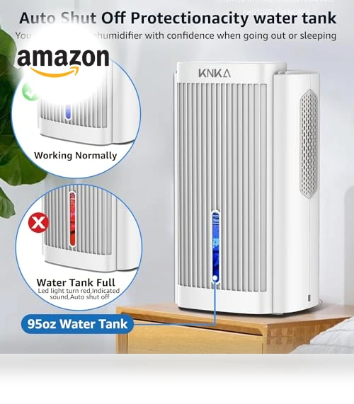 Quiet Dehumidifier with LED Light — Air Moisture Control, KNKA