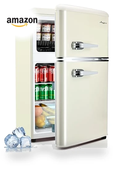 Retro Double Door Refrigerator with Freezer — Mini Fridges, Anypro