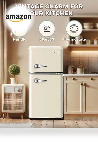 Retro Double Door Refrigerator with Freezer — Mini Fridges, Anypro