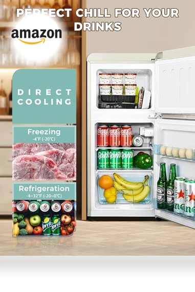 Retro Double Door Refrigerator with Freezer — Mini Fridges, Anypro