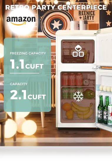 Retro Double Door Refrigerator with Freezer — Mini Fridges, Anypro