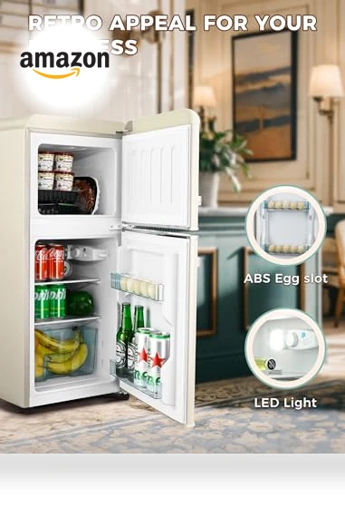 Retro Double Door Refrigerator with Freezer — Mini Fridges, Anypro