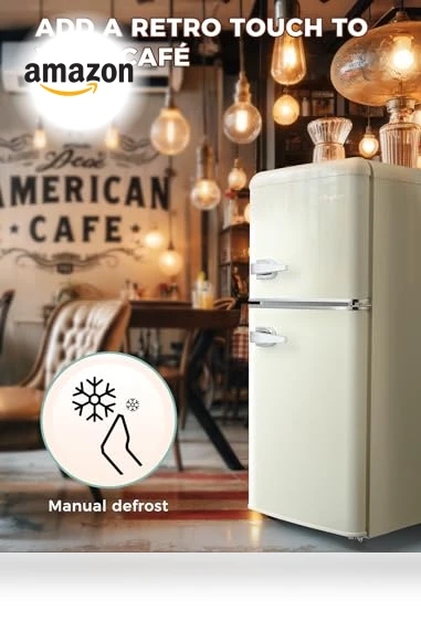 Retro Double Door Refrigerator with Freezer — Mini Fridges, Anypro