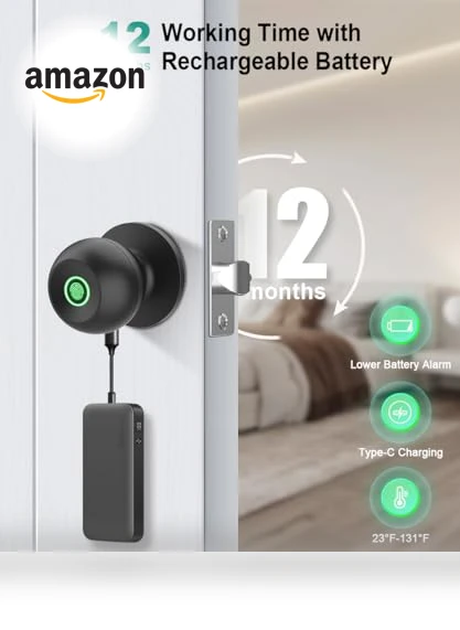 Smart Fingerprint Door Knob — Deadbolts, KLLOQUE