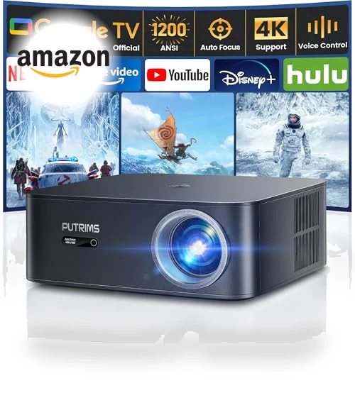 Smart Projector with WiFi 6 and Bluetooth — Home Theater Projectors, PUTRIMS