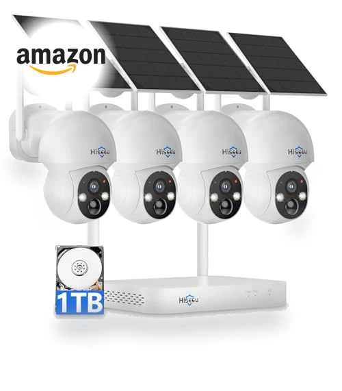 Solar-Powered Outdoor Security Camera System — Security Cameras, Hiseeu