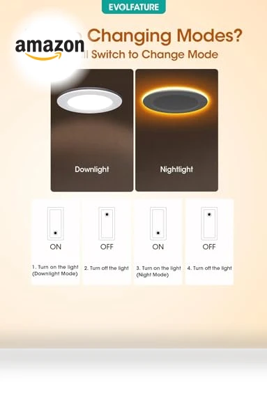 Ultra Thin LED Recessed Lights with Night Light — Recessed Lighting, EVOLFATURE