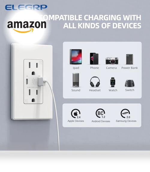 USB Outlets with Type A & Type C Ports — Standard Outlets, ELEGRP