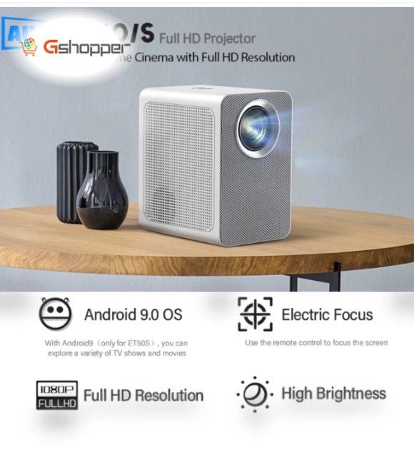 4-inch 180 Lumen 1920x1080P Smart LED Mini Projector — Home Theater Projectors, AUN