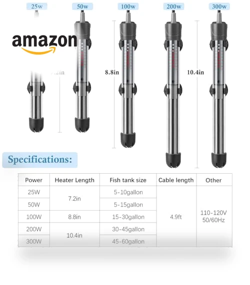 Adjustable Aquarium Heater — Heaters & Chillers, HITOP