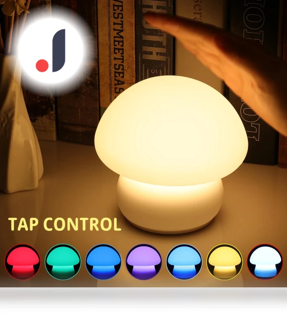LED Mushroom Night Light with Silicone Touch Sensor — Night Lights, Yiran Furniture