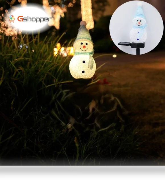 LED Solar Snowman Lights — Garden Illumination