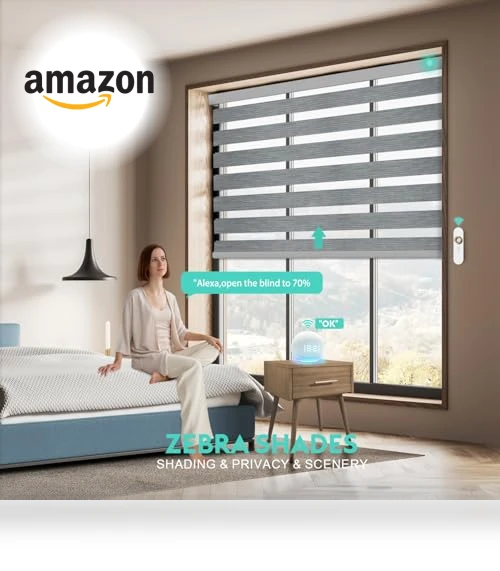 Motorized Zebra Blinds with Remote — Honeycomb, BLINDIT