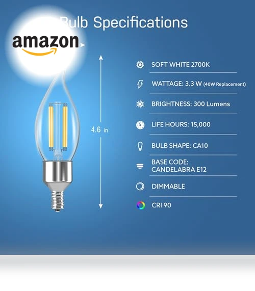 Smart LED Candle Wifi Bulb — Compact Fluorescent, Feit Electric