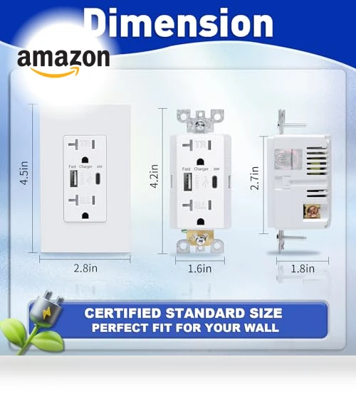 USB Wall Outlet with USB C Ports — Chargers, 3GRACE