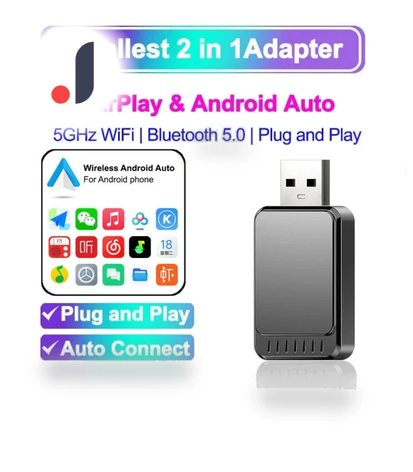 2 in 1 Wireless Adapter for Carplay and Android Auto — Stereo Receivers, Meiteai-All