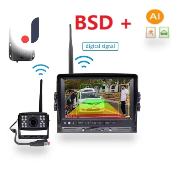 7-inch Digital Wireless Smart Blind Spot Radar AI BSD Alarm DVR Monitor Screen with 1 Rear View Camera — Rearview Safety Systems, Reakosound