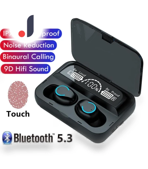 Bluetooth Headset with Dual Earbuds and Large Screen — In-Ear Headphones, Junmaocun