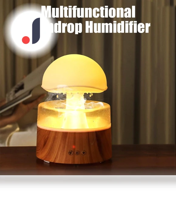 Humidifier with Rain Cloud, Water Dropper, White Noise, Essential Oil Diffuser — Air Moisturizers, TOMTOP JMS