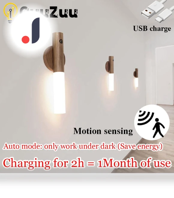 LED USB Magnetic Wooden Wireless Night Light — Night Lights, OuuZuu