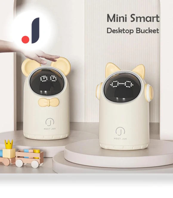 Mini Smart Desktop Trash Bin with Display — Waste Baskets, QIANBAIDI