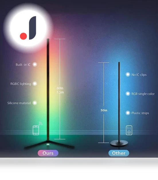 RGB Floor Lamp with Remote Control — Standing Lights, Worry free storage
