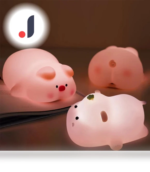 Silicone LED Pig-Hippo Night Light — Night Lights, Binchi Lighting Appliances